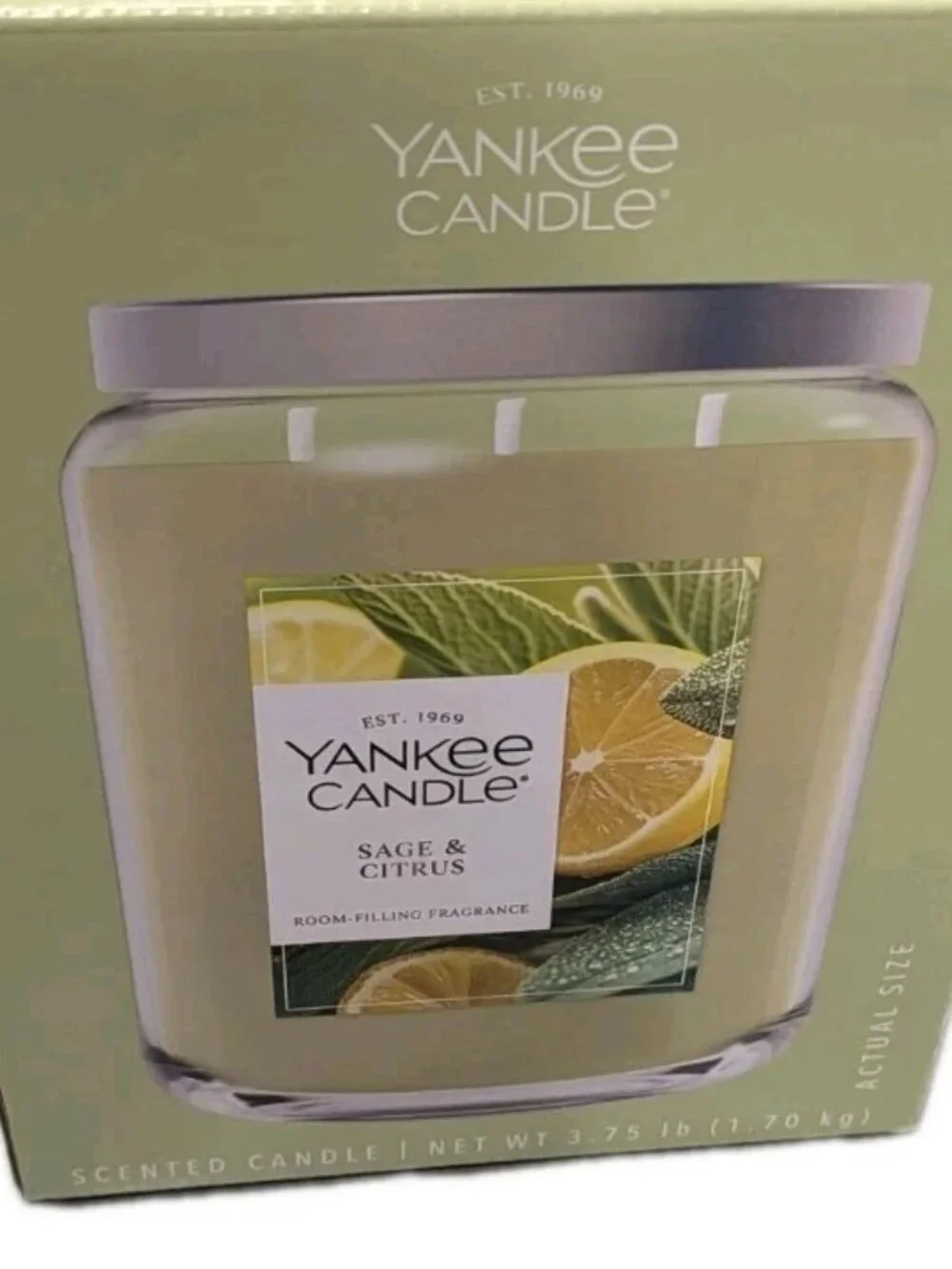 LARGE Sage & Citrus 3-wick 60 Oz Scented Jar Candle Party Event Holidays Romance